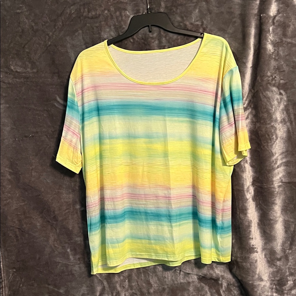 Colorful Striped Short Sleeve Top